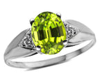 Star K  Oval 9x7 Genuine Peridot trillion miracle setting wide band Ring