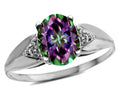 Star K  Oval 9x7 Rainbow Mystic Topaz trillion miracle setting wide band Ring