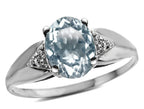 Star K  Oval 9x7 Genuine Aquamarine trillion miracle setting wide band Ring