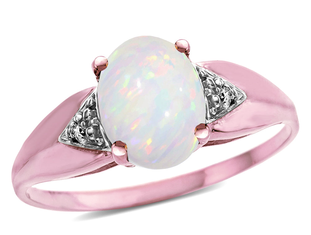 Star K ™ Oval 9x7 Genuine Opal trillion miracle setting wide band Ring