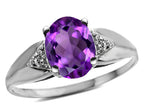 Star K  Oval 9x7 Genuine Amethyst trillion miracle setting wide band Ring