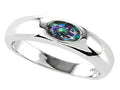 Tommaso Design Oval 6x4mm Rainbow Mystic Topaz Birthstone Wedding Band