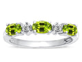 Star K  Oval 5x3 Genuine Peridot three stone oval band