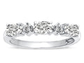 Star K  Oval 5x3 Genuine White Topaz three stone oval band
