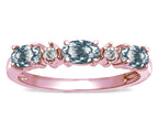 Star K ™ Oval 5x3 Genuine Aquamarine three stone oval band