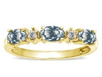 Star K ™ Oval 5x3 Genuine Aquamarine three stone oval band