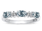 Star K ™ Oval 5x3 Genuine Aquamarine three stone oval band