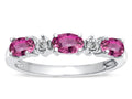 Star K  Oval 5x3 Genuine Pink Tourmaline three stone oval band