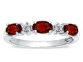 Star K  Oval 5x3 Genuine Garnet three stone oval band