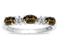 Star K  Oval 5x3 Genuine Smoky Quartz three stone oval band