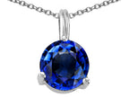 Tommaso Design Round 7mm Created Blue Sapphire Pendant Necklace