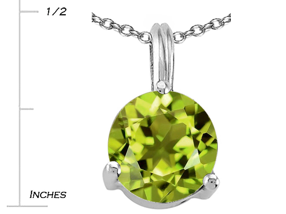 Tommaso Design Round 7mm Genuine Peridot Pendant Necklace