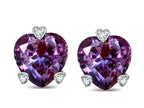 Tommaso Design Heart Shape 6mm Simulated Alexandrite Love Earrings Studs