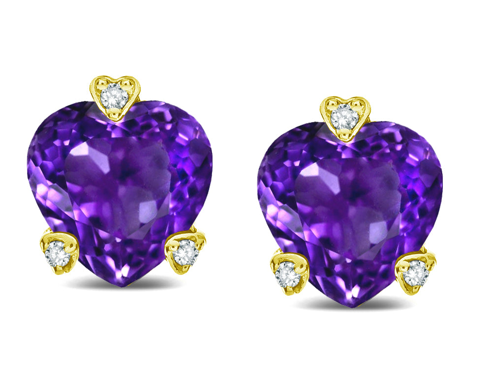 Tommaso Design Heart Shape 6mm Genuine Amethyst Love Earrings Studs