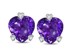Tommaso Design™ Heart Shape 6mm Genuine Amethyst Love Earrings Studs