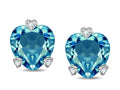 Tommaso Design Heart Shape 6mm Genuine Blue Topaz Love Earrings Studs