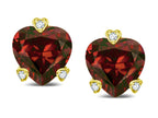 Tommaso Design Heart Shape 6mm Genuine Garnet Love Earrings Studs