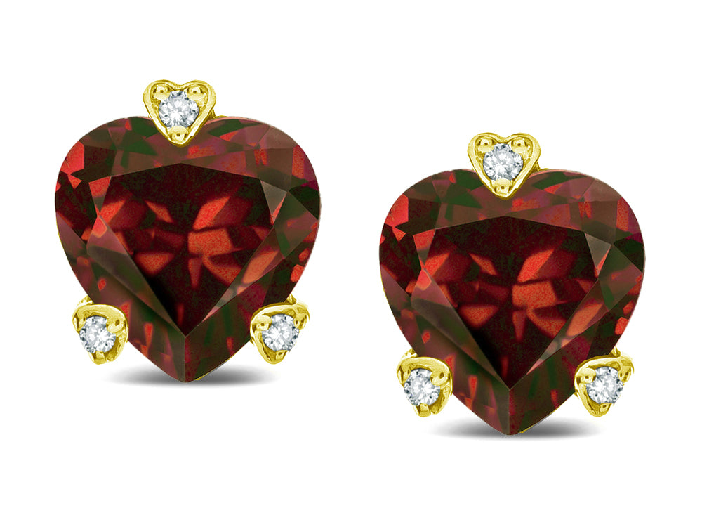 Tommaso Design Heart Shape 6mm Genuine Garnet Love Earrings Studs
