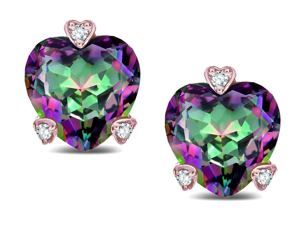 Tommaso Design™ Heart Shape 6mm Rainbow Mystic Topaz Love Earrings Studs