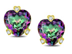 Tommaso Design Heart Shape 6mm Rainbow Mystic Topaz Love Earrings Studs