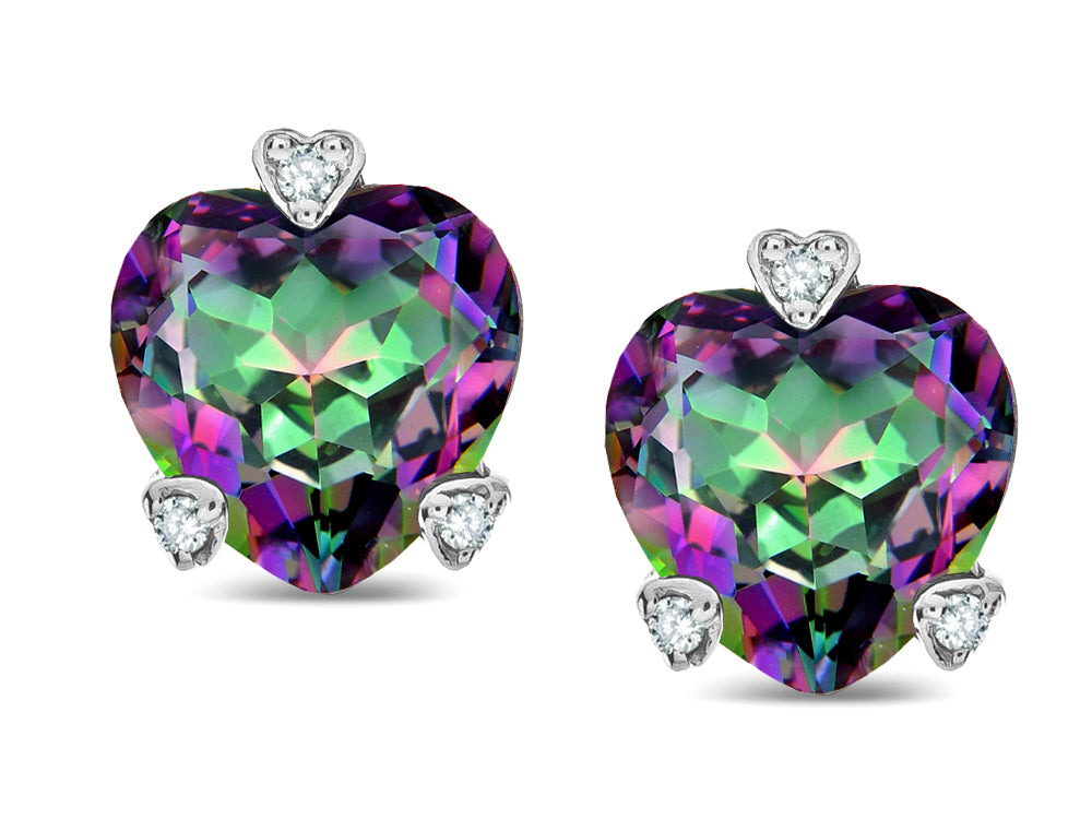 Tommaso Design™ Heart Shape 6mm Rainbow Mystic Topaz Love Earrings Studs