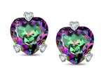 Tommaso Design Heart Shape 6mm Rainbow Mystic Topaz Love Earrings Studs