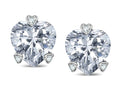 Tommaso Design Heart Shape 6mm Genuine White Topaz Love Earrings Studs