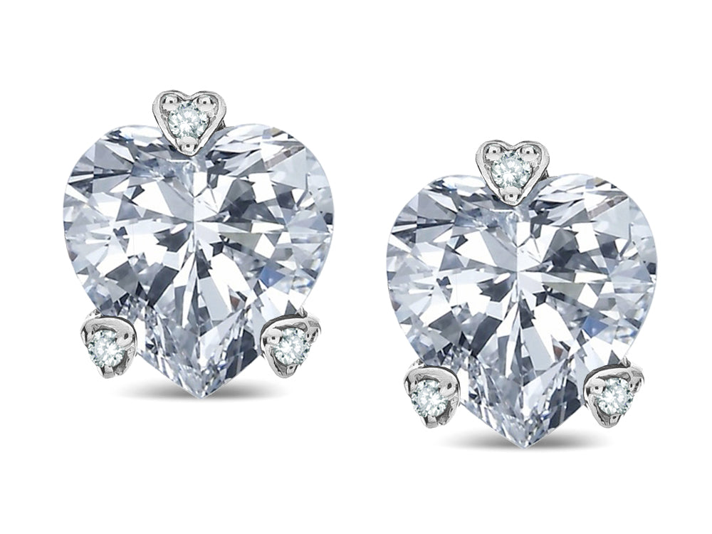 Tommaso Design Heart Shape 6mm Genuine White Topaz Love Earrings Studs