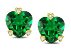 Tommaso Design 6mm Heart Shape Simulated Emerald Love Stud Earrings