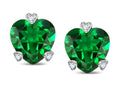 Tommaso Design 6mm Heart Shape Simulated Emerald Love Stud Earrings