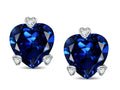 Tommaso Design Heart Shape 6mm Created Blue Sapphire Love Earrings Studs
