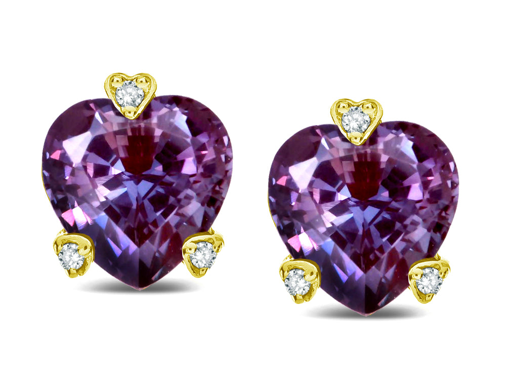 Tommaso Design Heart Shape 6mm Simulated Alexandrite Love Earrings Studs