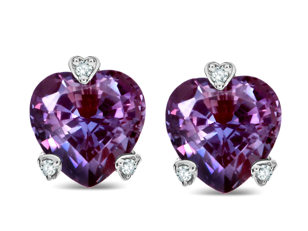 Tommaso Design™ Heart Shape 6mm Simulated Alexandrite Love Earrings Studs