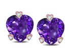Tommaso Design Heart Shape 6mm Genuine Amethyst Love Earrings Studs