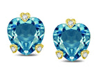 Tommaso Design Heart Shape 6mm Genuine Blue Topaz Love Earrings Studs
