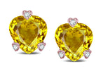 Tommaso Design Heart Shape 6mm Genuine Citrine Love Earrings Studs