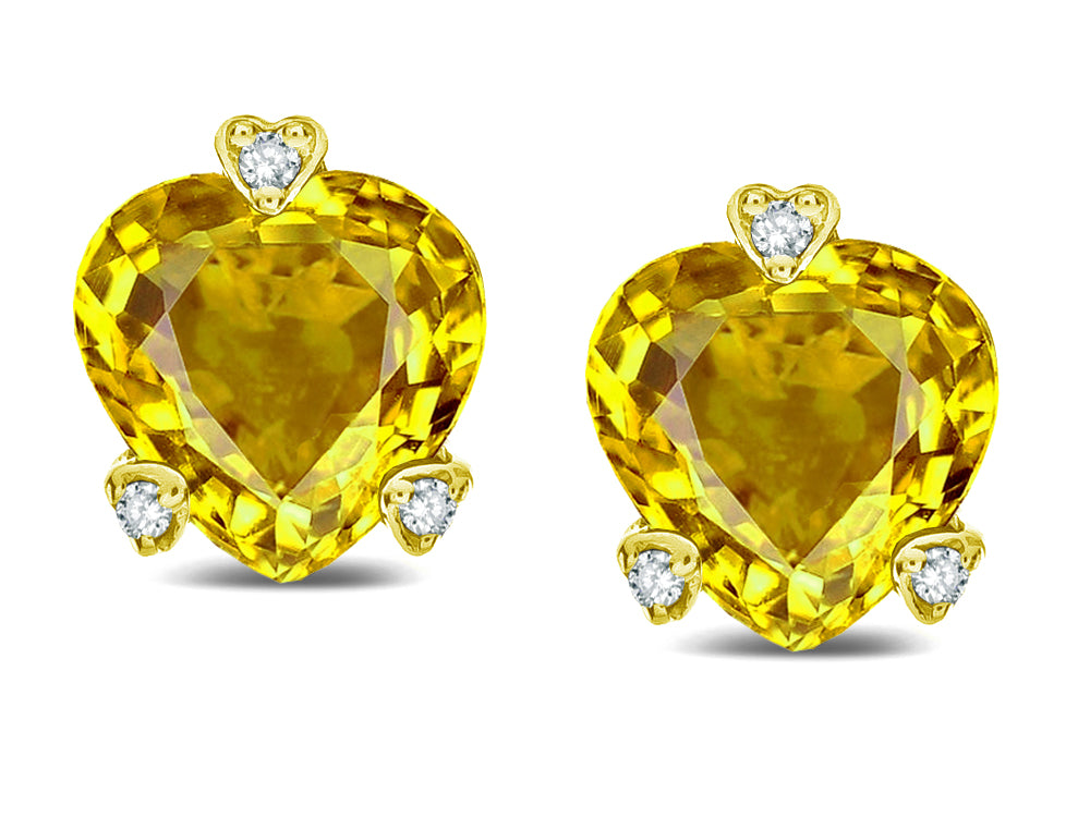 Tommaso Design Heart Shape 6mm Genuine Citrine Love Earrings Studs