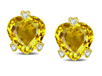 Tommaso Design Heart Shape 6mm Genuine Citrine Love Earrings Studs