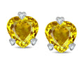 Tommaso Design Heart Shape 6mm Genuine Citrine Love Earrings Studs