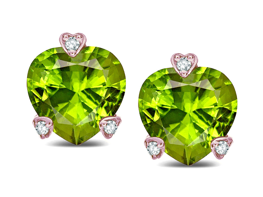 Tommaso Design Heart Shape 6mm Genuine Peridot Love Earrings Studs