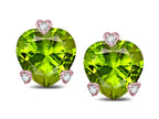 Tommaso Design Heart Shape 6mm Genuine Peridot Love Earrings Studs