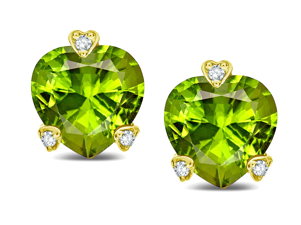 Tommaso Design Heart Shape 6mm Genuine Peridot Love Earrings Studs