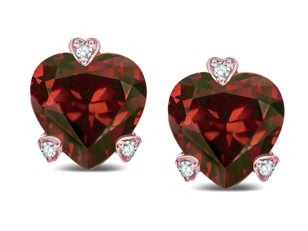 Tommaso Design Heart Shape 6mm Genuine Garnet Love Earrings Studs