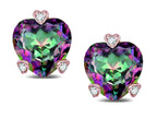 Tommaso Design Heart Shape 6mm Rainbow Mystic Topaz Love Earrings Studs