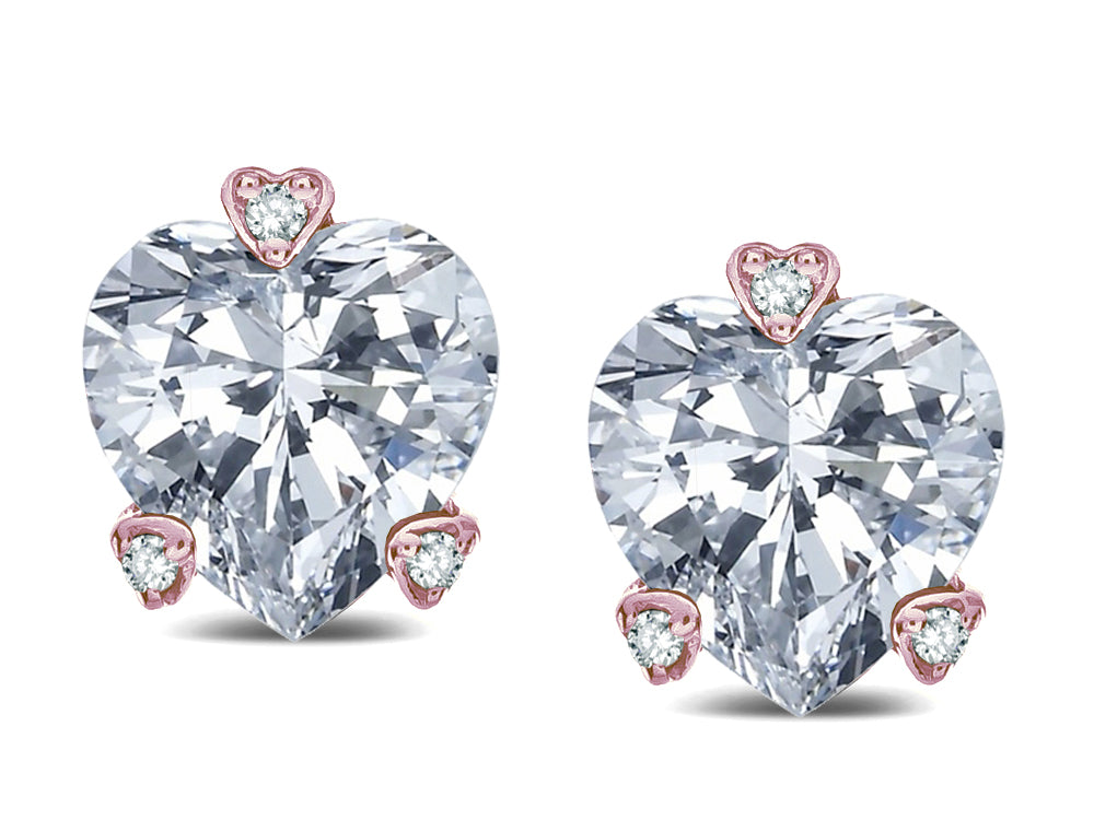 Tommaso Design Heart Shape 6mm Genuine White Topaz Love Earrings Studs