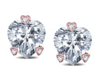 Tommaso Design Heart Shape 6mm Genuine White Topaz Love Earrings Studs