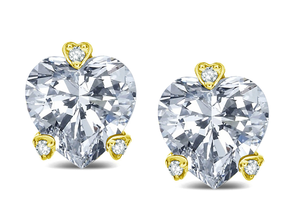 Tommaso Design Heart Shape 6mm Genuine White Topaz Love Earrings Studs