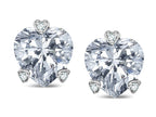 Tommaso Design Heart Shape 6mm Genuine White Topaz Love Earrings Studs