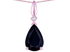 Star K Genuine Black Sapphire Drop Pear Shaped Pendant Necklace
