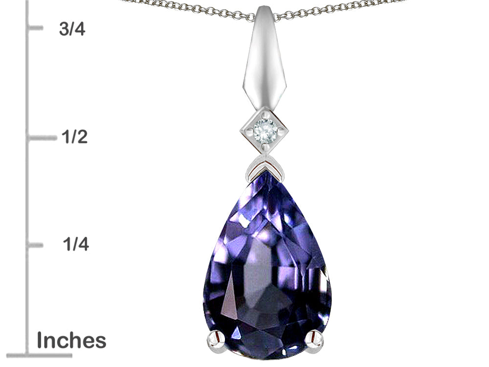 Star K Genuine Iolite Drop Pear Shaped Pendant Necklace
